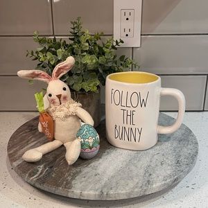 NWT - RAE DUNN “FOLLOW THE BUNNY” Double Sided Easter Mug